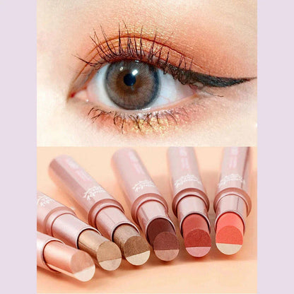 Waterproof Double Color Eye Shadow Stick - Gradient, Sweat-proof, and Smudge-proof Makeup Tool for Easy and Long-lasting