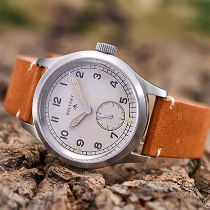 Baltany dirty dozen watch Sapphire 39mm Dail 316L Stainless Steel Case Leather Strap Military Vintage Quartz Wristwatch
