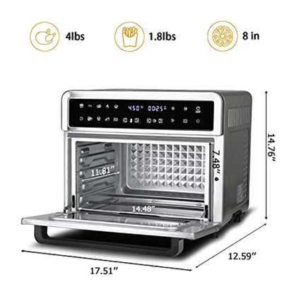 26.4-QT Large Toaster Oven 10 IN 1 Air Fryer Digital Convection Countertop Ovens with Dehydrate and Reheat Multifunction Toaste