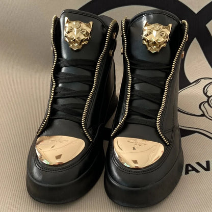 original shoes brand high top casual shoes for man zip decoration casual sneakers mens ankle boots sports hip-hop running shoes - Kimlud