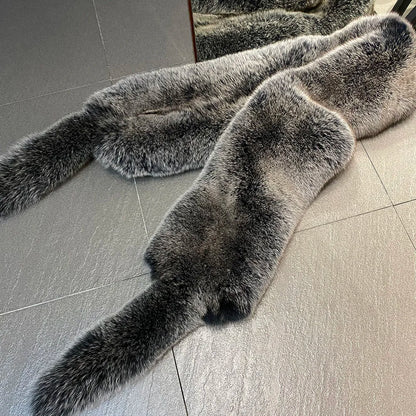 YOLOAgain 2025 Winter Warm Luxury Real Fox Fur Scarf Women Natural Fox Fur Scarf Shawl Female