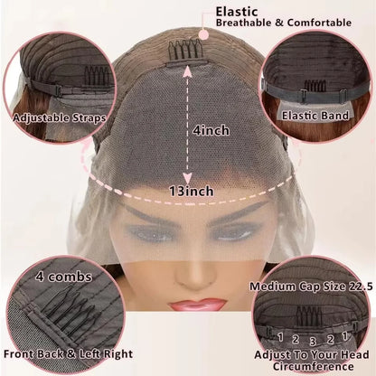 13x4 Bob Wig Human Hair Body Wave Brazilian Hair Pre Plucked and Natural Hairline HD Lace Frontal Wig Human Hair Pre...