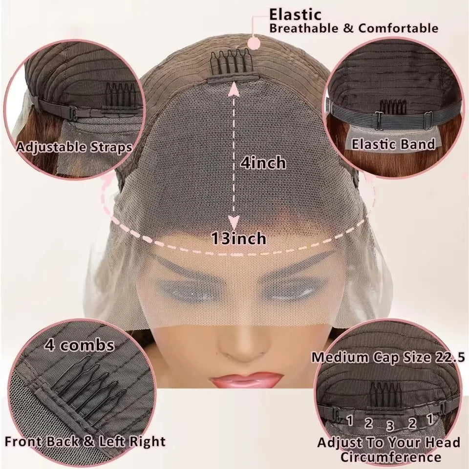 13x4 Bob Wig Human Hair Body Wave Brazilian Hair Pre Plucked and Natural Hairline HD Lace Frontal Wig Human Hair Pre...