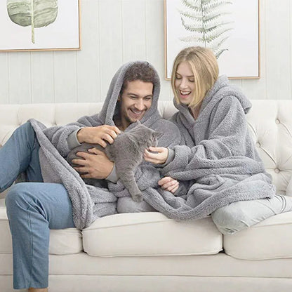 Long Sleeves With Pockets Hoodie Pajamas Women Autumn Winter Fashion Solid Color Loose Double-sided Velvet Home Clothes...