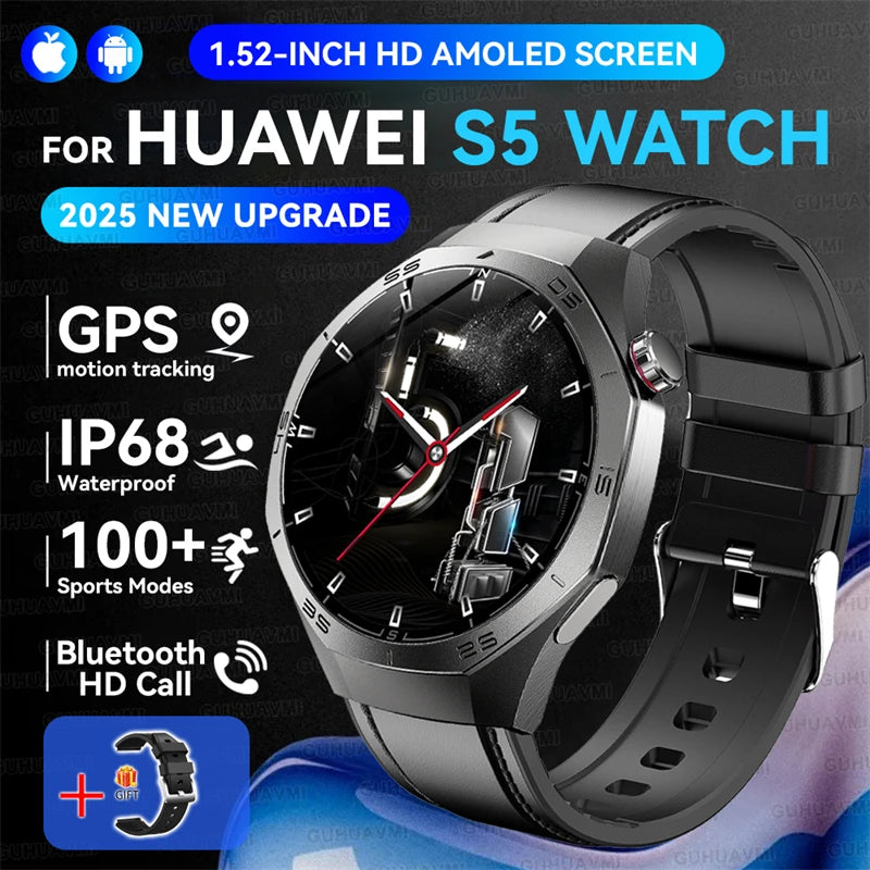 2025New GUHUAVMI GT5 Pro Smart Watch Men HD AMOLED Screen GPS Motion trajectory HeartRate Bluetooth Call 1.52" SmartWatch IP68