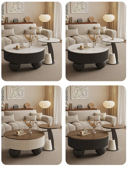 Round Designer Coffee Table Storage Nordic Aesthetic Minimalist Coffee Table Drawers Italian Simple Mesa Auxiliar Home...