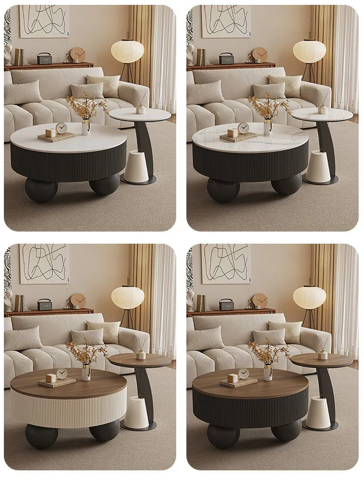 Round Designer Coffee Table Storage Nordic Aesthetic Minimalist Coffee Table Drawers Italian Simple Mesa Auxiliar Home...