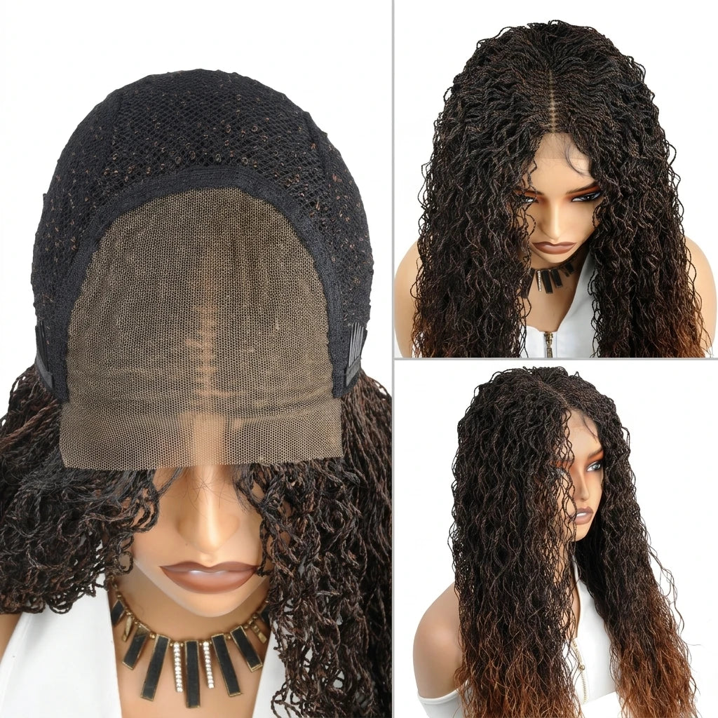 Micro Twist Braided Wig For Black Women Synthetic Two Strand Twist Hair Full Lace Front Wig Natural Protective Style