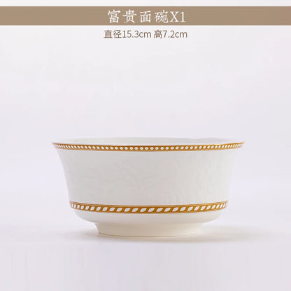 2025 New Jingdezhen Dishes Tableware Free Combination Household High-grade Bone China Tableware Housewarming Relief Rose