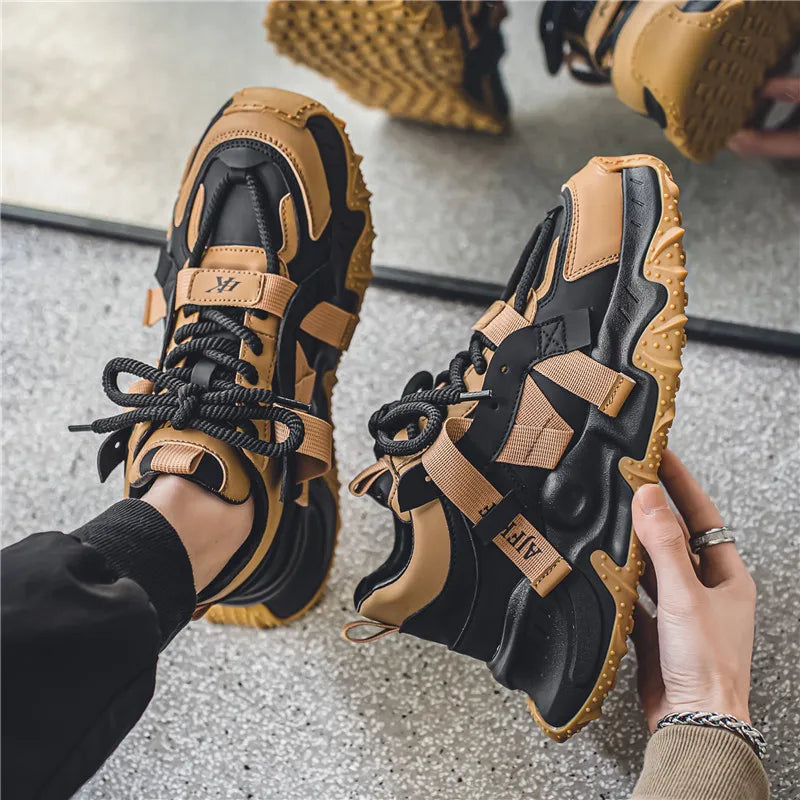 Spring Autumn New Exquisite Men's Casual Sneakers Fashion Trend Thick soled Height Increasing Breathable Outdoor Running Shoes
