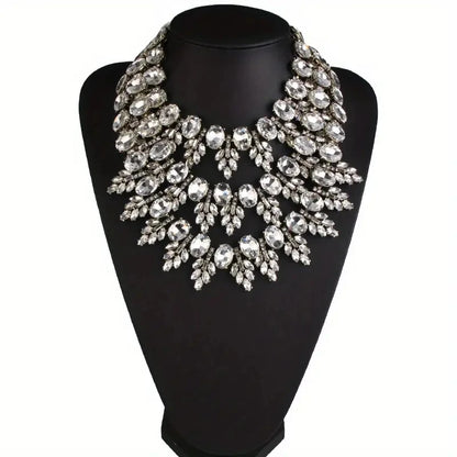 Dvacaman Statement Luxury Bib Rhinestone Choke Necklace for Women,Wedding Party Jewelry Accessories