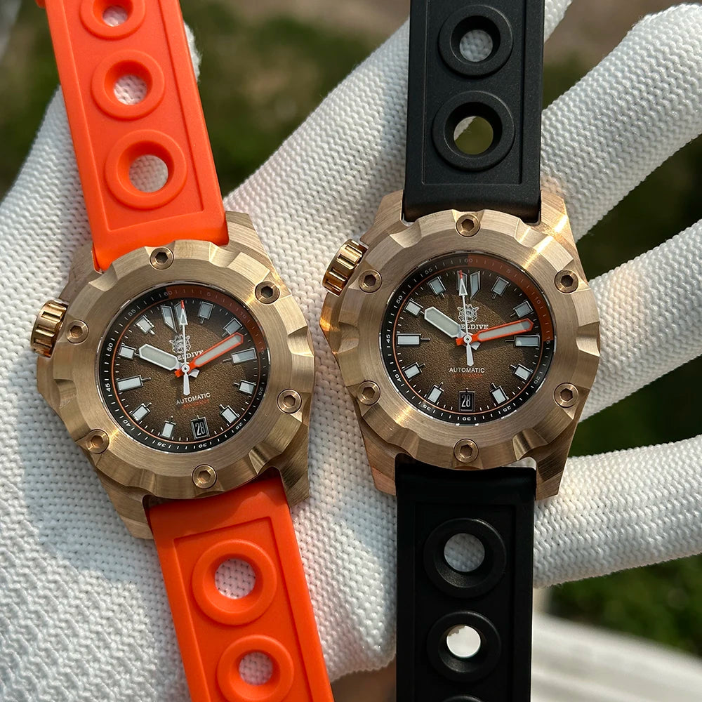 2025 New Arrival SD1942S STEELDIVE Brand 45MM Solid Bronze Case and Bezel Automatic Antique 1000m Waterproof Men Dive Watches - Kimlud