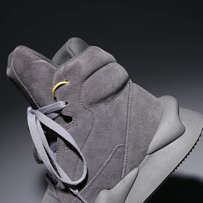 High-top Men's Sneakers Cow Suede Original Design Casual Boots Non-slip Wearable Women's Sneakers Round-toe Cool Sports Shoes - Kimlud
