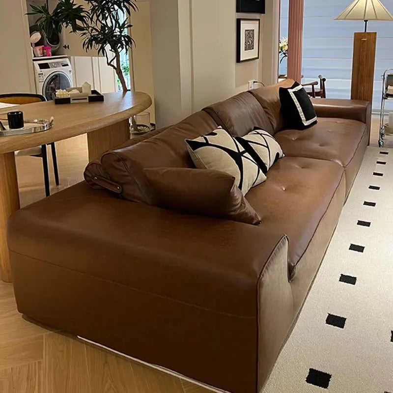 Leather Living Room Sofa Luxury Sectional Modern Design Sofa Apartment Interior Salon Canape De Luxe Moderne Room Decor - Kimlud