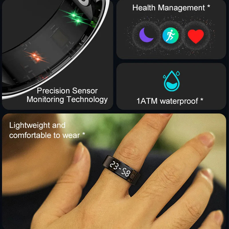 R11C Smart Ring Men Women Display Screen Gesture Swipe Video Smartring Waterproof Heart Rate Sleep Monitor Qring for Android IOS