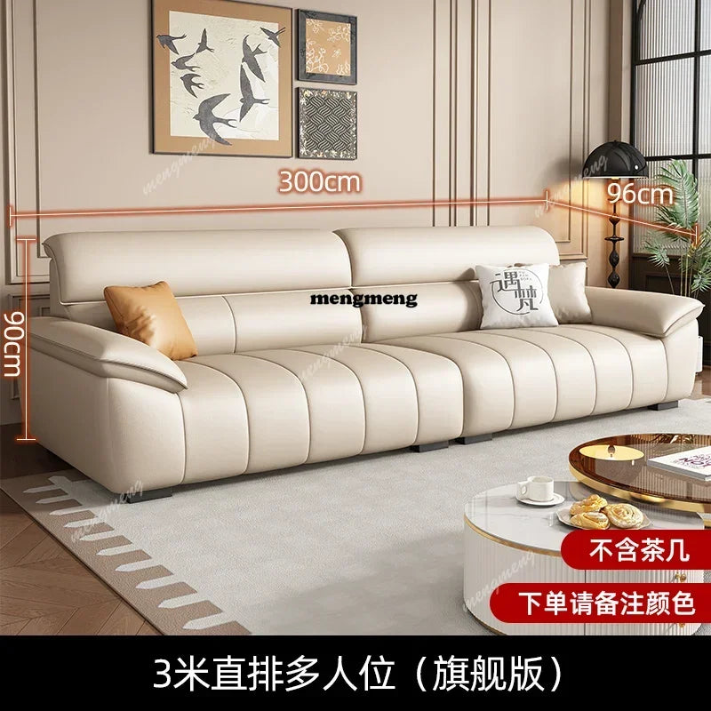 Genuine Leather Fancy Sofas Living Room Unique Lounge Floor Couches Puffs Italian Modern Divani Da Soggiorno Hotel Furniture - Kimlud