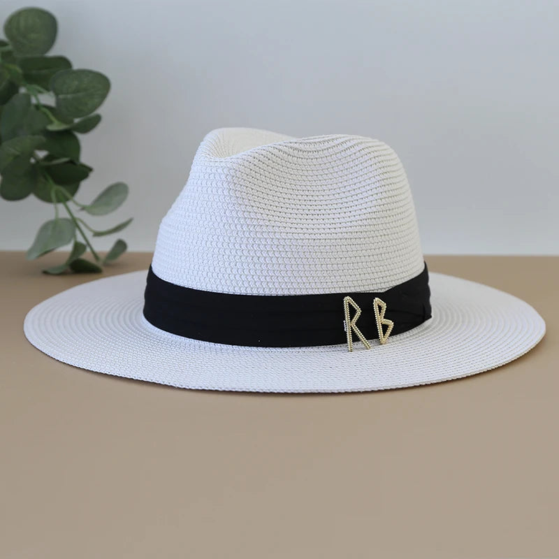 XL Big Size Sun Hat for Men Big Head Beach Panama Hat Man Wide Brim Straw Hat Designer  Classic Fedora