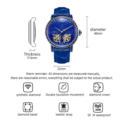 Mechanical Watch Men PINDU Design Top Luxury Double Flying Wheel Watch Sapphire Glass Waterproof Diamond Watch Leather...