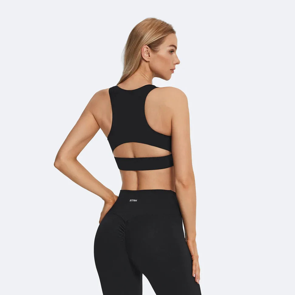BetterMe Sexy Hollow Sports Bra Gym Woman Push Up High Impact Shockproof Underwear Naked Fitness Crop Top Mujer Workout Yoga Bra