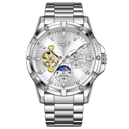 LIGE New Tourbillon Automatic Watches For Men Fashion Business Watch Men Luxury Sports Waterproof Men's Mechanical Wristwatch