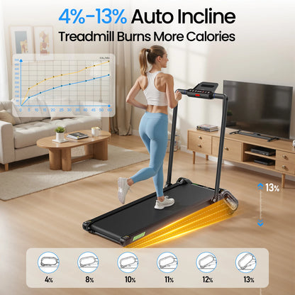 AKLUER Walking Pad Treadmill with Auto Incline, 6 in 1 Under Desk Treadmill, 2.5HP 6-Level Incline for Home with 330LBS...