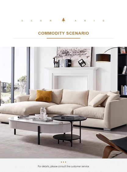 Cloud Down Filled Chaise Sofa Living Room Sofa L-shaped Recliner Sofa Comfortable Cloud Sofa Linen Sofa Removable...