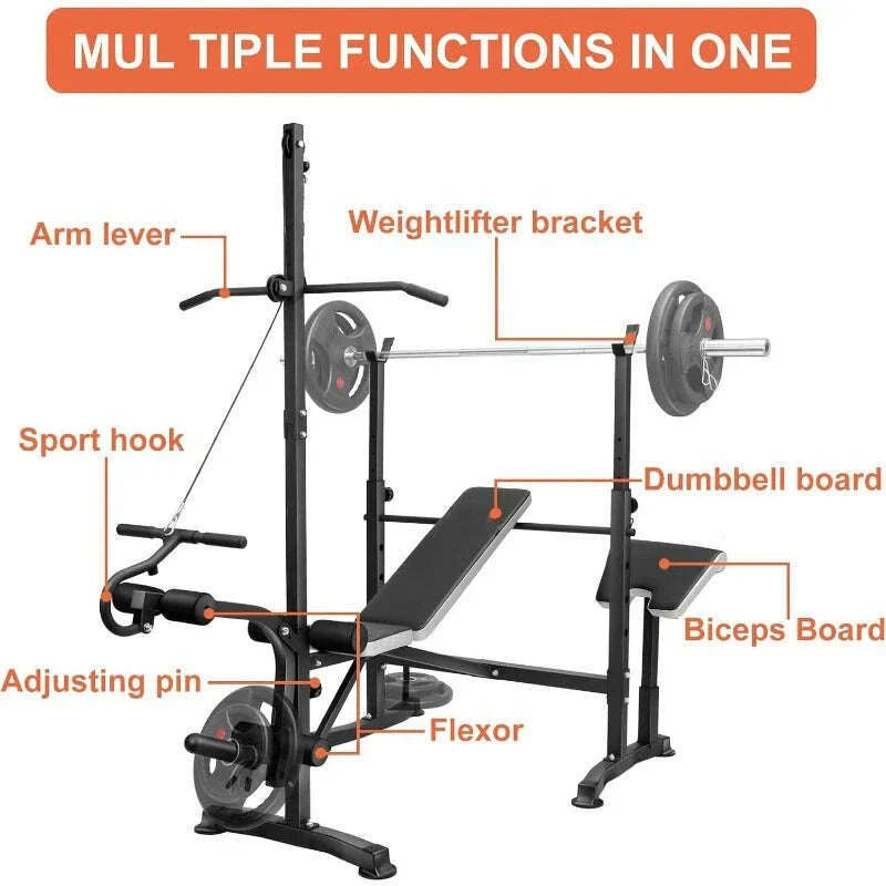 Adjustable Weight Bench Set Workout Equipment for Home Workouts Bench Press Leg Developer Home Gym Full Body Workout