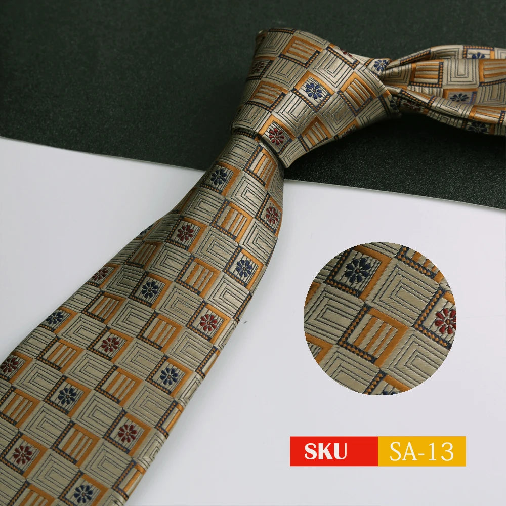 Luxury 8CM Mens Ties Necktie Solid Twill Stripes Plaids Ties For Man Groom Neck Tie For Business Party