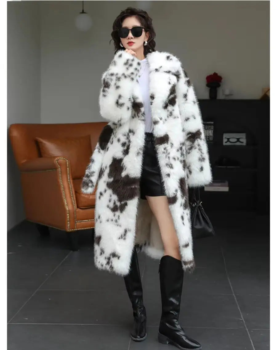 ZAROY Luxury Fluffy Faux Mink Fur Long Women's Coat Fashion Gradient Fur Winter Thick Warm Outerwear  Brand Design Overcoat шу