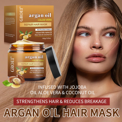 100G Argan Oil Hair Mask – Deep Repair and Hydration Treatment Restores Strength, Shine, and Elasticity for All Hair...