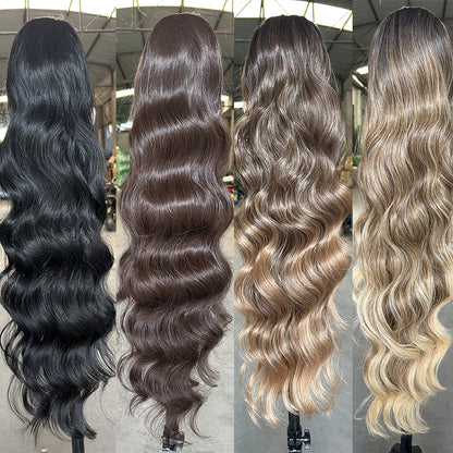 Magicae Ponytail 28Inches Ombre Brown Blond 27/ 613 Clip in Synthetic Hair Extension 180grams Heat Resistant Body Wavy |...
