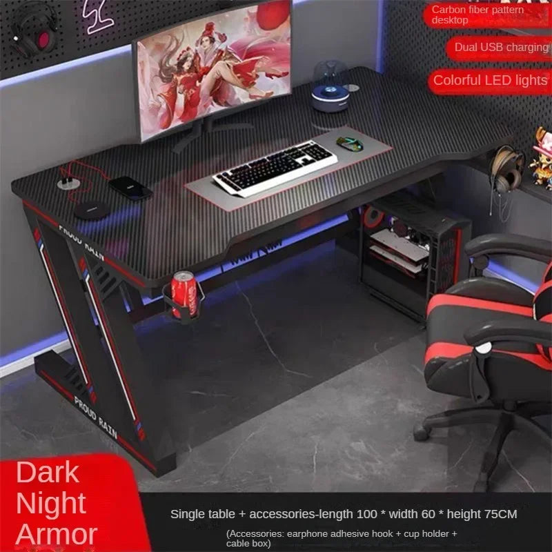 Light Luxury Gaming Table Carbon Fiber Computer Desks and Chair Set European Office Furniture Home Iron Bedroom Writing Table GL