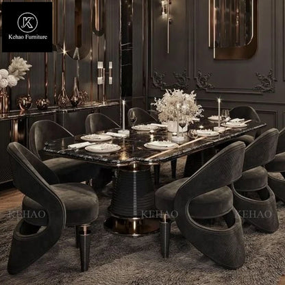 Dining Room Furniture High End Villa Dining Table Sets with 8 10 Chairs Marble Top Dining Table - Kimlud