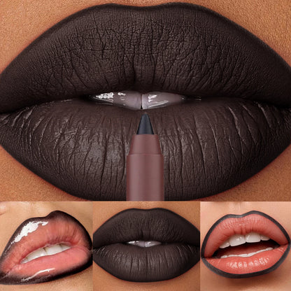 6Colors Waterproof Fadeless Matte Brown Lipstick Lipliner Pen Lips Contour Filling Pen Black Lipliner Makes Its Mouth Look Plump