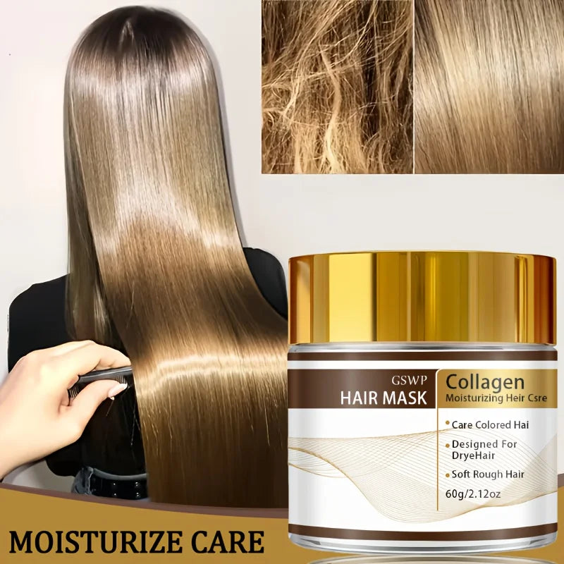 GSWP Moroccan Collagen Hair Mask, containing glycerin, collagen, and biotin, deeply moisturizes, leaves hair smooth. 60/120/180g - Kimlud