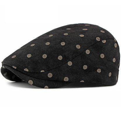 HT5153 Berets for Men Women Retro Artist Painter Beret Hat Male Female Dots Adjustable Ivy Flat Cap Autumn Faux Suede Beret Cap