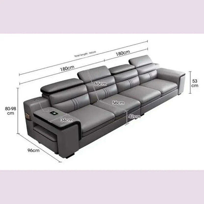 Large Apartment Chaise Leather Sofa Combination Set Modern Light Luxury Living Room Sofas Creative Office Comfortable Large Sofa