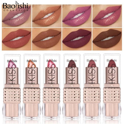 12 Colors Glitter Shiny Lipstick Waterproof Long Lasting Pearlescent Shimmer Lip Tint Diamond Easy Color Lipstick Deluxe Makeup