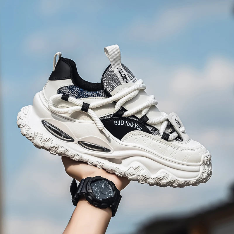 Thick Sole Heightened Comfortable Breathable Sports Shoes 2025 Autumn  New Men's Casual Footwear Mesh Anti Slip Running Sneakers