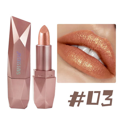 Dark Purple Diamond Metallic Glitter Lipstick Waterproof Long-Lasting Pearlescent Highly Pigmented Lip Tint Sparkling...