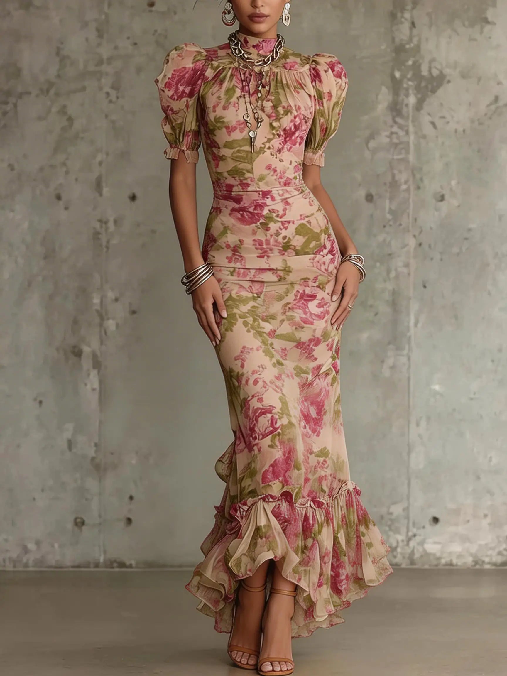 Sexy Bodycon Floral Long Dresses For Women Summer 2026 Fashion Short Sleeve O-neck Slim Maxi Dresses Elegant | Kimlud...
