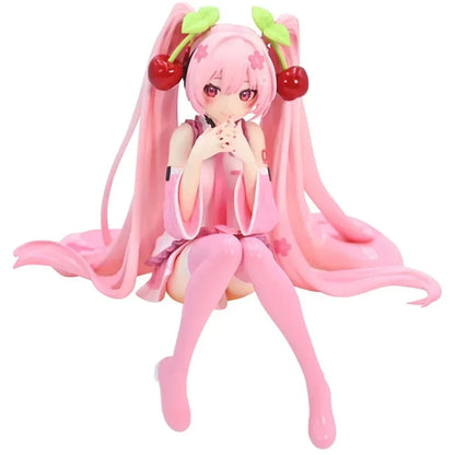 New Hatsune Miku Anime Figure Toys Pink Cherry Dress MIKU Kawaii Cartoon PVC Action Figurine Model Dolls Birthdays Gifts Kids