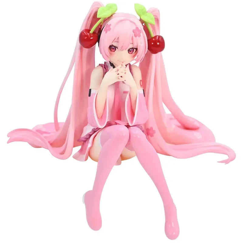 New Hatsune Miku Anime Figure Toys Pink Cherry Dress MIKU Kawaii Cartoon PVC Action Figurine Model Dolls Birthdays Gifts Kids