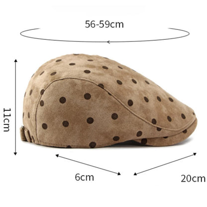 HT5153 Berets for Men Women Retro Artist Painter Beret Hat Male Female Dots Adjustable Ivy Flat Cap Autumn Faux Suede Beret Cap
