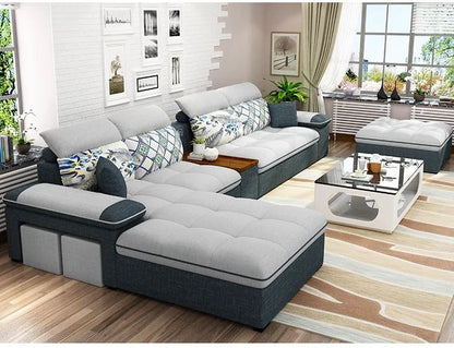 A Klassische stoff sofa moderne weiß wohnzimmer möbel sofa set l form hochzeit Sectional Sofa | Kimlud Luxury Sofa