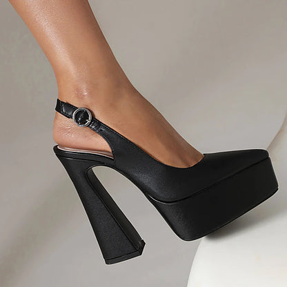 LIHUAMAO Pumps high heel shoes women sandals slingback heel pointed toe ankle strap platform shoes party office lady...