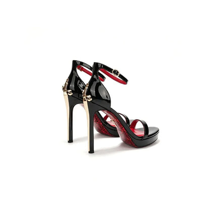 Elegant Sexy Patent Leather High Heeled Sandals Luxury Designer Fine Heel Fashion Women Zapatos