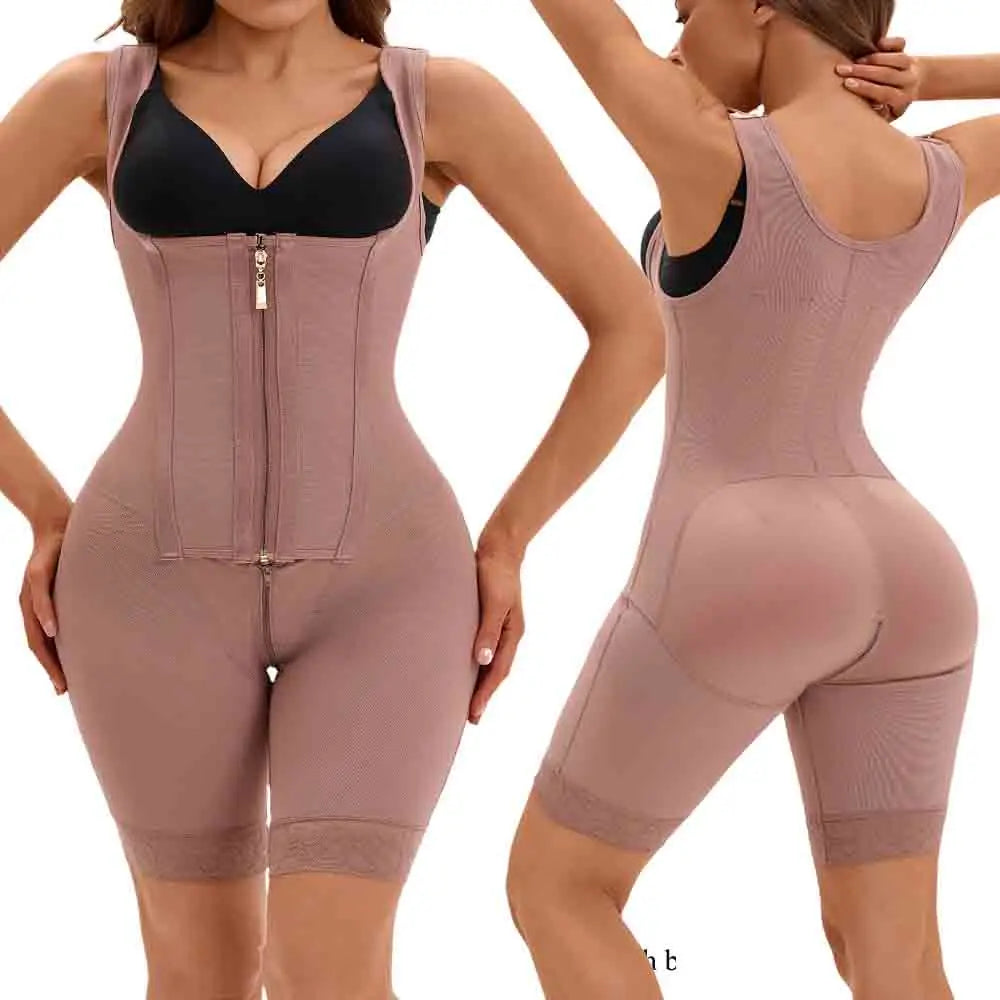 Women Full Body Shapewear Bodysuit for Abdomen Control High Compression Reducing and shaper girdles Zipper Crotch Shapewear Faja