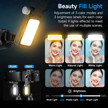 AXNEN AI Handheld Gimbal Stabilizer Q19 360 Rotation Desktop Auto Face Tracking Selfie Stick Q18 Anti-shake for iphone Android