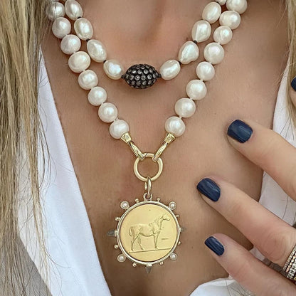 pearl Vintage horse coin Pendant Choker Clavicle Chain Necklace For Women Girl Punk Collares Aesthetic Jewelry Gifts |...